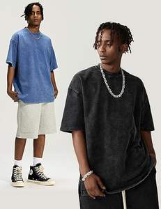 เสื้อยืดวินเทจโอเวอร์ไซส์ผู้ชายทรงหลวมแขนสั้นลำลองแนวสตรีทเสื้อทรงหลวมซักได้ใส่ได้ทุกเพศ - Product Image 3