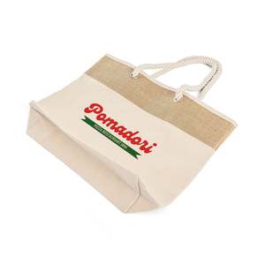Personalized <b>Large</b> Fancy <b>Canvas</b> Rope Tote <b>Bag</b> Customized Jute/Cotton Tote <b>Bags</b> Geometric Pattern Medium Size for Foods-RJ260 - Product Image 4