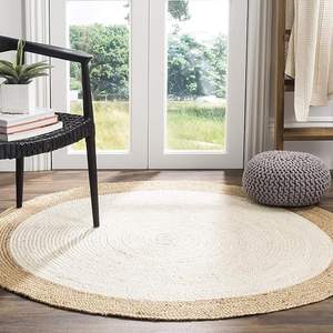 Tapis réversible tressé vintage en jute Boho tissé à la main tapis rond jaune beige écologique pour chambre à coucher à usage domestique - Product Image 5