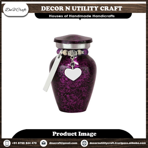 Purple Jar Ceramic <b>Urn</b> With Heart Charm Airtight Pet Cremation <b>Urn</b> Modern Decorative Memorial Vase - Product Image 2