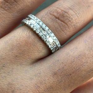 1.00 TCW Baguette Cut with Side Cut Full Eternity White Gold <b>Celtic</b> Women's Moissanite <b>Ring</b> Anniversary or Birthday Gift Band - Product Image 2