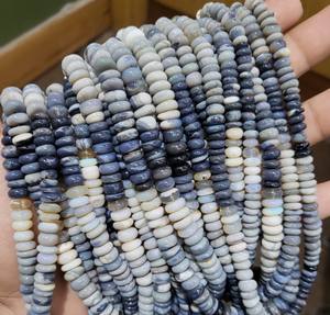 Perles d'opale noire de Lightning Ridge, forme ronde lisse, 6x8 mm, 15 pouces, pierres précieuses d'opale australienne pour la fabrication de bijoux - Product Image 2