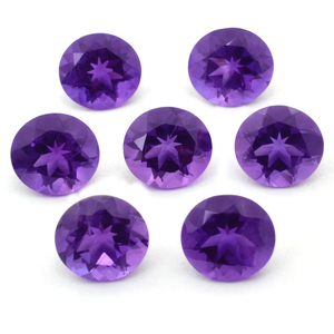 Piedras preciosas sueltas facetadas de amatista de corte redondo de 6mm de alta calidad, piedras moradas naturales para la fabricación de joyas - Product Image 1