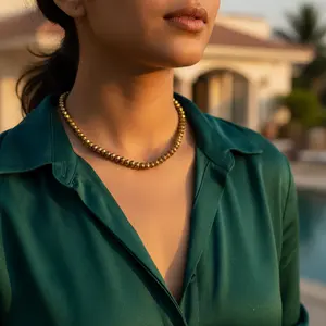 Collar Bohemio con Cuentas para Mujer, Chapado en Oro, Cadenas de Cobre Modernas con Ágata como Principal Elemento, para Bodas, Regalo Religioso, Idea de Moda - Product Image 1