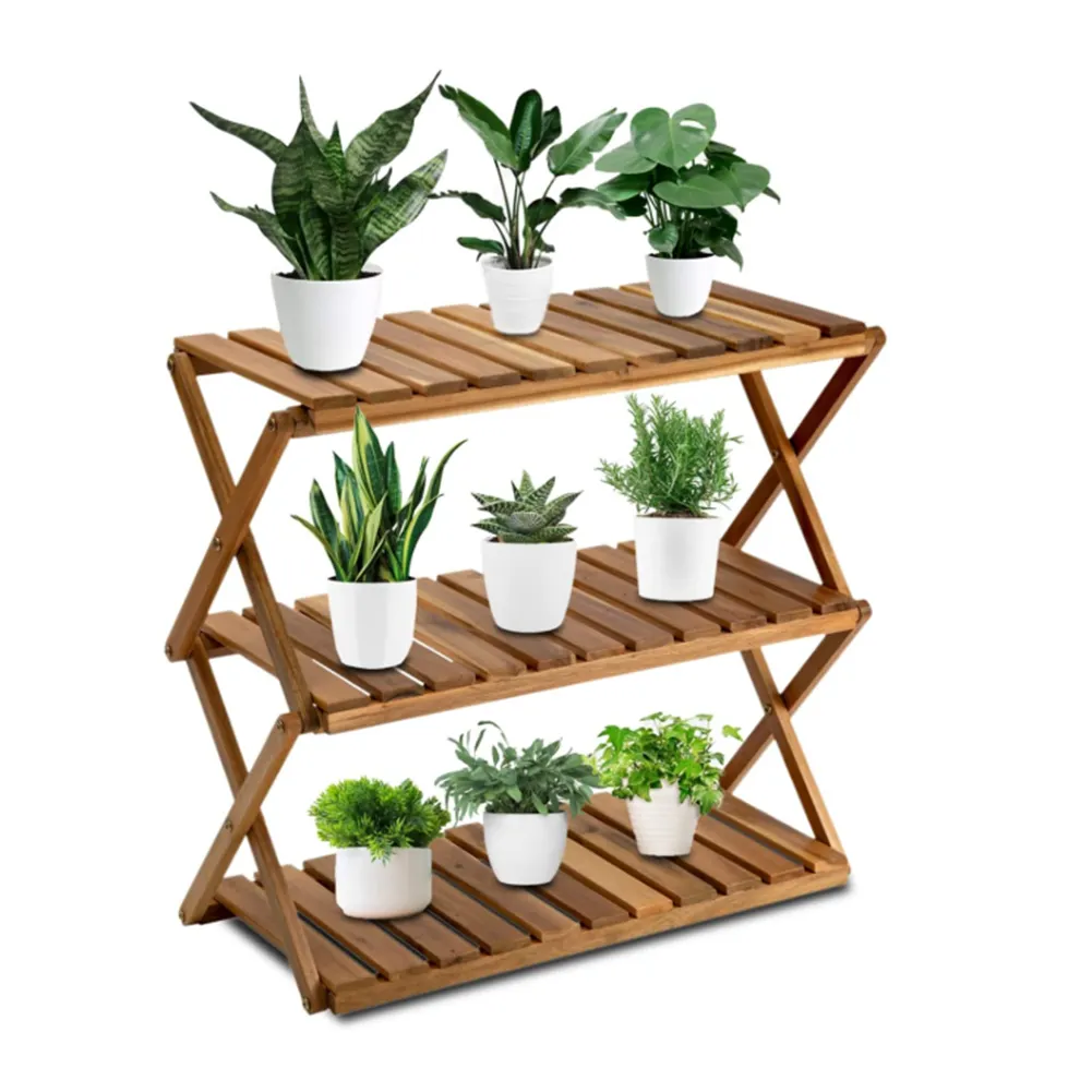 OKSQW Garden Plant Shelf Wood Flower Stand Indoor Plant Stand For Home Decorative