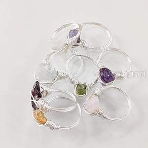 Rough Stone Jewelry Women's Ring Natural Emerald <b>Sapphire</b> Tanzanite Herkimer Gemstone Statement Jewelry 925 Sterling Silver Ring - Product Image 4