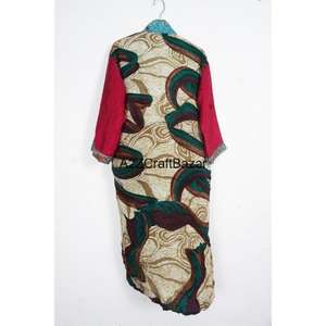 Vintage <b>Silk</b> Sari Kimono Robe <b>Women</b> Elegant Bohemian Floral Printed Lounge Wear Beach Sleepwear Breathable Free Size - Product Image 5