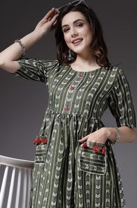 Vestido Étnico de Diseño Tejido de Alta Calidad para Mujer, Elegante Vestido Estampado para Mujer para Fiestas - Product Image 5