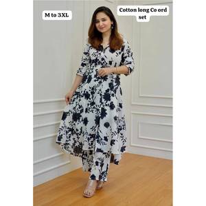 Summer Cotton A-line work Kurti pant set Long Co ord set very comfortable India wholesale manufacturer <b>kurtis</b> for women in india - Product Image 1