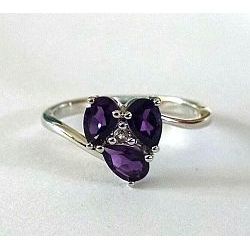 Bague Shah Gems pour femme en améthyste naturelle et topaze blanche, argent sterling 925 plaqué rhodium, pureté du métal 14 carats, à porter au quotidien - Product Image 1