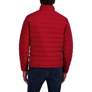 Chaqueta de invierno de manga larga roja de High Street, cortavientos North con logotipo personalizado con cuello levantado y capucha, chaqueta acolchada cálida gruesa - Product Image 3