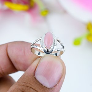 Nouvelle arrivée 925 Sterling Silver Marquise Cut Ring Handmade Vintage Silver Plated Natural Pink Opal Gemstone Bezel Setting Incrustation - Product Image 1