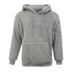 Wholesale Eco-Friendly <b>Men's</b> <b>Sherpa</b> Lined Winter Pullover Hoodie Solid Color PolyesterCotton Fleece Thick Breathable Sweatshirts - Product Image 3