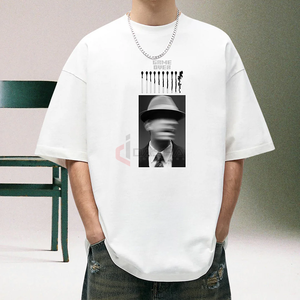 Venta al por mayor de los hombres de gran tamaño de la camiseta 100% de algodón de peso pesado diseñador de logotipo personalizado de impresión Streetwear Tee - Product Image 6