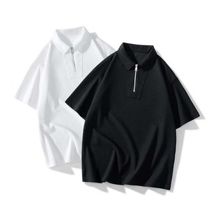 Polos de hombre de algodón y poliéster transpirable con logotipo personalizado, polos personalizados con cuello de cuarto de cremallera, camisas de talla grande con logotipo personalizado para hombre - Product Image 1
