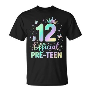 T-shirt ufficiale Pre-N per ragazze di 12 anni, t-shirt promozionale per il 12° compleanno per ragazze - Product Image 1