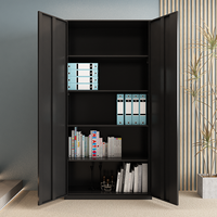 Armoire de rangement moderne en métal noir avec serrure à clé, grande capacité, 3 étagères réglables, pour la maison, le bureau ou la salle de sport