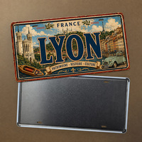 Letrero Metálico Vintage de Matrícula de Lyon, Francia, Letreros Rústicos Vintage, Decoración de Pared para Restaurantes de Comida Tradicional, Bares de Vino