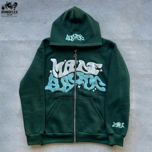 Sweats à capuche unis surdimensionnés de haute qualité avec impression bouffante Sweats à capuche personnalisés en coton mélangé pour hommes - Product Image 2