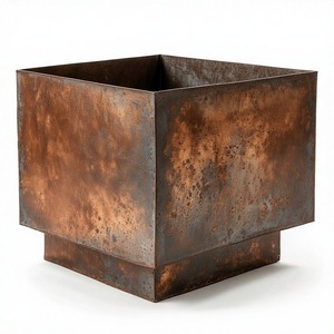 Maceta de jarrón cónico atemporal en textura galvanizada Acabado con tinte de bronce Ideal para pasillos rústicos de boda - Product Image 1