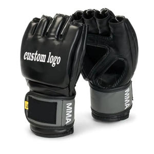 Gants de boxe et de MMA demi-doigt avec logo personnalisé de haute qualité gants d'entraînement en cuir en gros pour adultes - Product Image 1