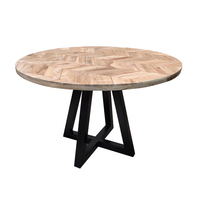 Ensemble table et chaises de salle à manger en bois massif à motifs chevrons, écologique et durable - Design moderne, pieds en métal pliables, assemblé pour hôtel