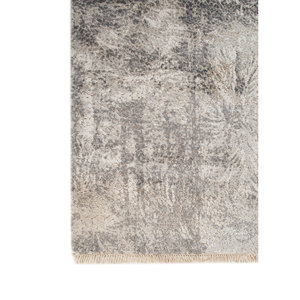 Tapis en laine et soie de bambou noué à la main, motif floral Pansy, ivoire, design puzzle rectangulaire pour la maison, l'entrée, la chambre d'un adolescent -Srb(158) - Product Image 4