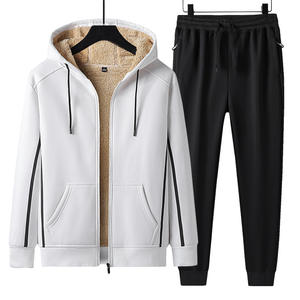 Conjunto de Sudadera con Capucha y Pantalones Deportivos para Hombre, Talla Grande, Traje Deportivo Grueso, Informal, para Invierno - Product Image 1
