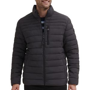 Chaqueta acolchada de lona negra para hombre al por mayor, ropa de calle de invierno de estilo a la moda personalizada, cálida, impermeable, con Cuello acolchado y bolsillo para hombre - Product Image 1