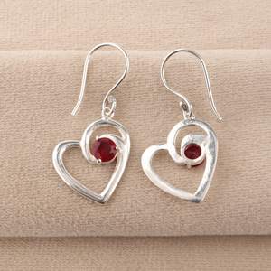 <b>Pink</b> Rubellite Sterling Silver Heart Stud Earrings 925 Handmade Gold Plated Gemstone Jewelry for Women Party Elegant Gift - Product Image 4