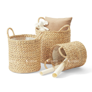 Water Hyacinth Basket, Sustainable Natural Fiber Planter <b>Cover</b>, Artisan Storage <b>Bin</b> for Toys, Blankets & Laundry - Product Image 1