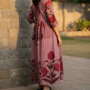 Vestido Floral con Cuello en V para Mujer, Oferta de Verano, Talla XL, Hoja de Loto, Manga Larga, Color Sólido, Casual, Cintura Natural, Largo Completo - Product Image 3