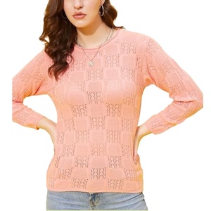 Jersey de punto elegante para mujer, Top informal de invierno y otoño para mujer, cuello redondo acrílico 100% - Product Image 1