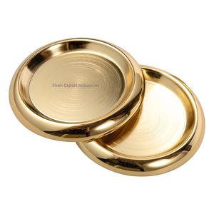 Plaque de bougie dorée en métal la plus vendue pour la maison et la décoration de table de Noël Plaques de bougie de forme ronde faites à la main - Product Image 2