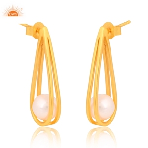 Latest Trending Sterling Silver Freshwater Pearl <b>Dangle</b> <b>Earring</b> Dainty Collection For Women Demi Fine Design Manufacturer - Product Image 1