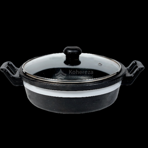 Kadai de arcilla de doble mango artesanal con función de salud, utensilios de cocina tradicionales de barro rojo y negro con tapa de vidrio - Product Image 4