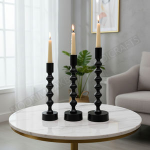 Bougeoirs modernes en aluminium, lot de 3, décoration de centre de table de fête de mariage, design fait main, finition noire, qualité d'exportation, nouvel arrivage - Product Image 6