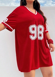 เสื้อสตรีทแวร์แบบมีหมายเลขสั่งทำ เสื้อเจอร์ซีย์ฟุตบอลสำหรับผู้หญิงทรงโอเวอร์ไซส์ เสื้อแฟนคลับสำหรับวันแข่งขัน เสื้อเจอร์ซีย์ฟุตบอลแบบเดรส - Product Image 3