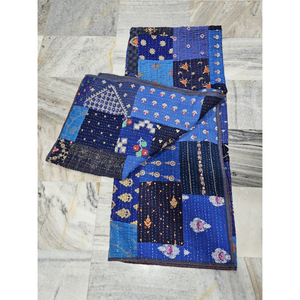Hecho a mano indio Vintage Kantha Khambadiya seda Patchwork moda invierno decoración del hogar colcha sábana alta ropa usada - Product Image 5