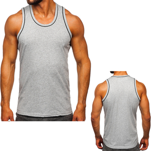 Débardeur pour hommes, débardeur de sport d'été 95% coton 5% Spandex, décolleté auto, grande taille, respirant, athlétique, style décontracté - Product Image 1
