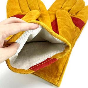 Guante de mano de cuero dividido de vaca de algodón resistente al calor, venta al por mayor, guantes de soldadura de mano de seguridad de cuero dividido de vaca resistentes al calor - Product Image 3