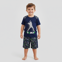 Ensemble T-shirt à manches longues et short pour garçons, base noire, manches vert fluorescent |   Sublimation personnalisée, séchage rapide, 100% polyester