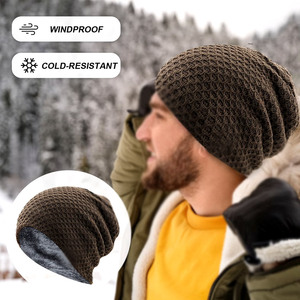 Gorros de punto térmico de alta elasticidad, suaves, transpirables, ligeros, impermeables para hombres y mujeres, estilo de tela ajustada con estampado de 5 colores - Product Image 4