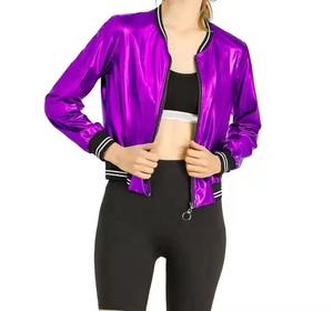 Sublimación Impreso Mujeres Alta Calidad Mejor Precio Bomber Shine Última Elegante Personalizada Recortada Tallas grandes Chaqueta de moda para mujer - Product Image 3