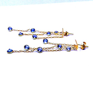 925เงินสเตอร์ลิงที่ไม่ซ้ำกันแขวนต่างหูกับอัญมณีบุษราคัมสีฟ้าชุบทองสไตล์อินเทรนด์สำหรับผู้หญิงไอเดียของขวัญที่ดี - Product Image 2