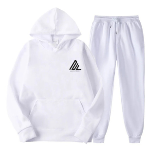 Custom High Quality Winter Cotton Fleece Tracksuit Unisex Hoodie <b>Jogger</b> <b>Set</b> Oversized Pullover Drawstring Closure Sweatpants - Product Image 4