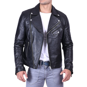 Veste en cuir pour hommes de couleur unie élevée conçue sur mesure col montant hiver veste de moto en laine Street-Wear vente en ligne légère - Product Image 2
