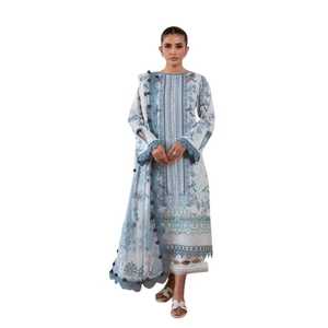 Bordado de seda romana trabajo 3 piezas Kurti Set y pantalón Kurta Dupatta Set señoras Kurtis para mujeres en India Ropa Étnica de mujer - Product Image 1