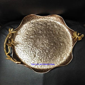 Plateau rond en bois de couleur marron, finition créative sous glaçure, vaisselle et assiettes de luxe, fabrication artisanale, excellente qualité - Product Image 5