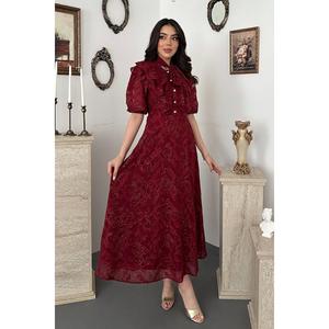 Vestido Azul con Lazo Rojo - Rojo - Product Image 2